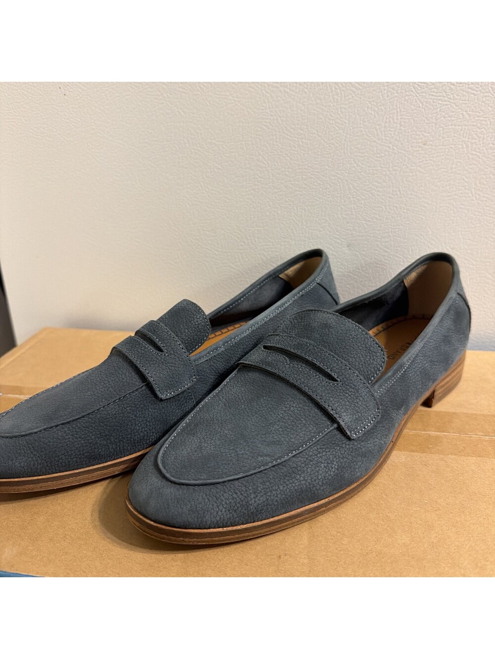 Lucky Brand Parmin Nubuck Leather Penny Loafers, Midnight Blue Womens Size 11M